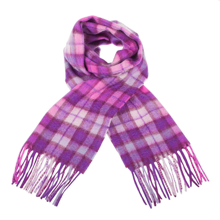 Edinburgh Cashmere Scarf Winter Check - Purple/Pink - Heritage Of Scotland - WINTER CHECK - PURPLE/PINK