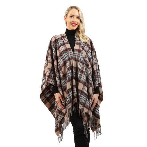 Central Chic Women's Long Tartan Checked Poncho Cape *UK Seller *Fast  Delivery*