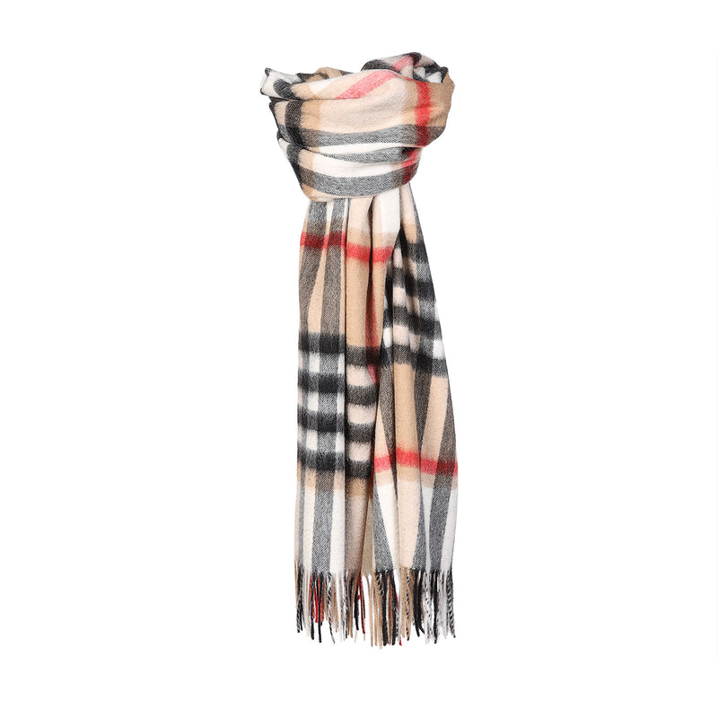 Edinburgh Lambswool Stole Chequer Camel & Grey - Heritage Of Scotland - CHEQUER CAMEL & GREY