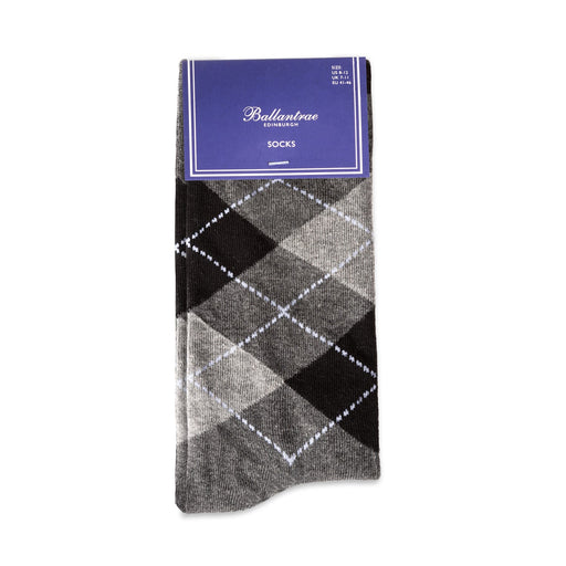 Gents Argyle Pattern Socks Light Grey - Heritage Of Scotland - LIGHT GREY