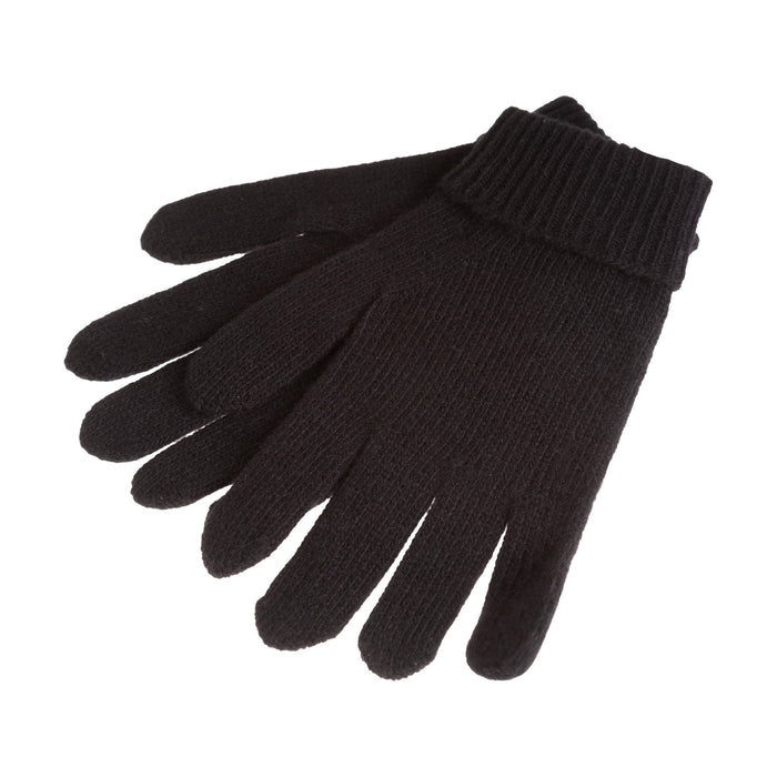 Gents Plain Lambswool Mix Glove Black - Heritage Of Scotland - BLACK