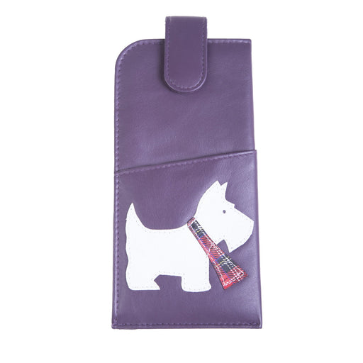 Glasses Case White Dog Purple - Heritage Of Scotland - PURPLE