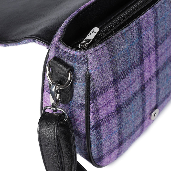 Harris Tweed Beauly Shoulder Bag Bold Purple Check - Heritage Of Scotland - BOLD PURPLE CHECK
