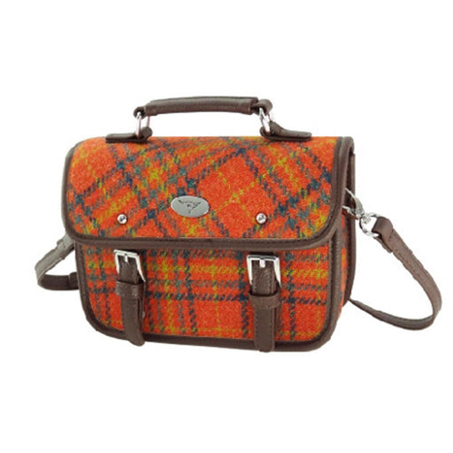 Harris Tweed Bervie Mini Satchel Deep Orange Check - Heritage Of Scotland - DEEP ORANGE CHECK