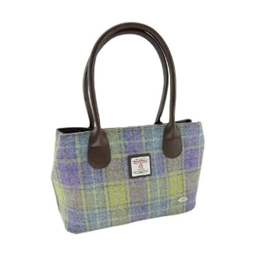 Harris Tweed Classic Handbag Muted Lilac/Green Check - Heritage Of Scotland - MUTED LILAC/GREEN CHECK