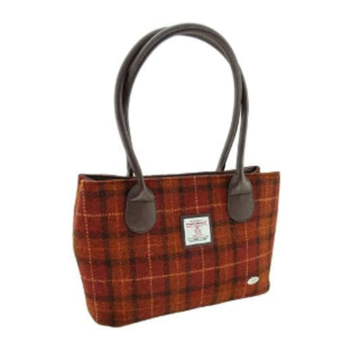 Harris Tweed Classic Handbag Rust/ Orange Overcheck - Heritage Of Scotland - Rust/ Orange Overcheck