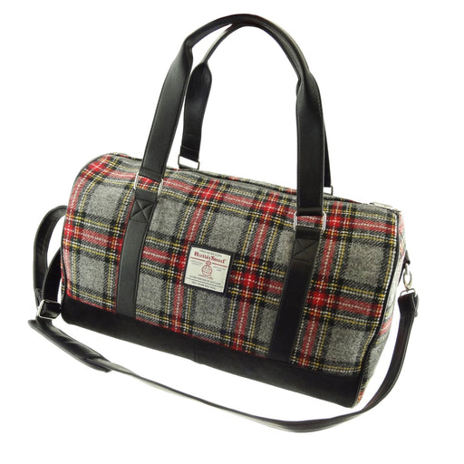 Harris Tweed Clyde Weekend Bag Grey/Red Tartan - Heritage Of Scotland - GREY/RED TARTAN