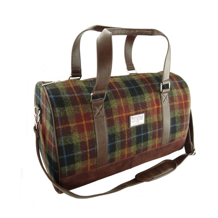 Harris Tweed Clyde Weekend Bag Orange/Green Check - Heritage Of Scotland - ORANGE/GREEN CHECK