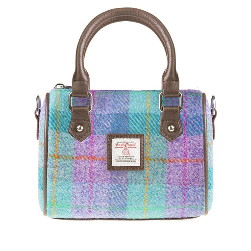 Harris Tweed Kilbride Mini Bowling Bag Green & Purple Check - Heritage Of Scotland - GREEN & PURPLE CHECK