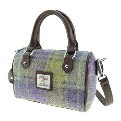 Harris Tweed Kilbride Mini Bowling Bag Muted Lilac/Green Check - Heritage Of Scotland - MUTED LILAC/GREEN CHECK