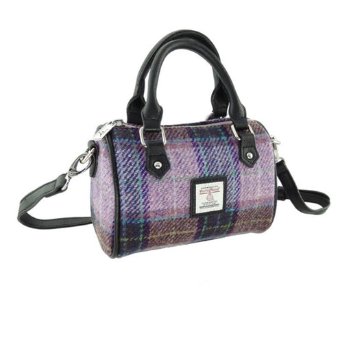 Harris Tweed Kilbride Mini Bowling Bag Pink/Lilac Check - Heritage Of Scotland - PINK/LILAC CHECK