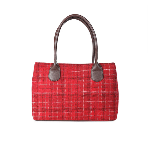 Harris Tweed Ladies Handbag - Classic Red Check - Heritage Of Scotland - RED CHECK