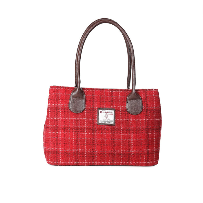 Harris Tweed Ladies Handbag - Classic Red Check - Heritage Of Scotland - RED CHECK