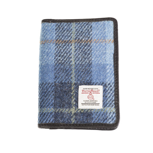 Harris Tweed Leather Passport Cover Blue Check / Black - Heritage Of Scotland - BLUE CHECK / BLACK
