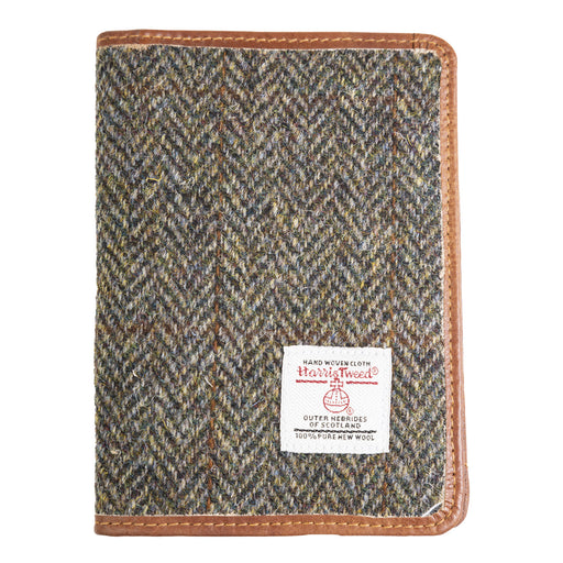 Harris Tweed Leather Passport Cover Brown Herringbone / Tan - Heritage Of Scotland - BROWN HERRINGBONE / TAN