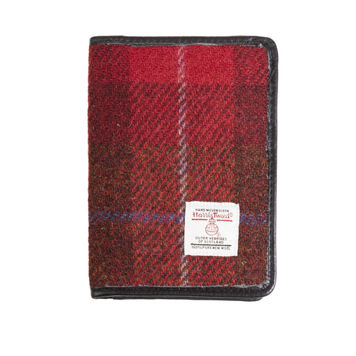 Harris Tweed Leather Passport Cover Red Check A / Black - Heritage Of Scotland - RED CHECK A / BLACK
