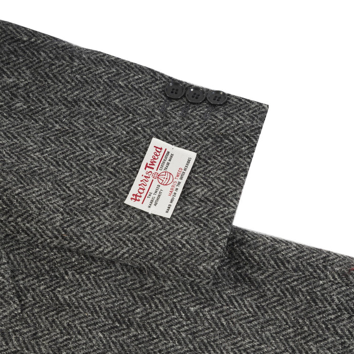 Harris Tweed Men's Wool Coat - Cameron Grey Herringbone - Heritage Of Scotland - GREY HERRINGBONE