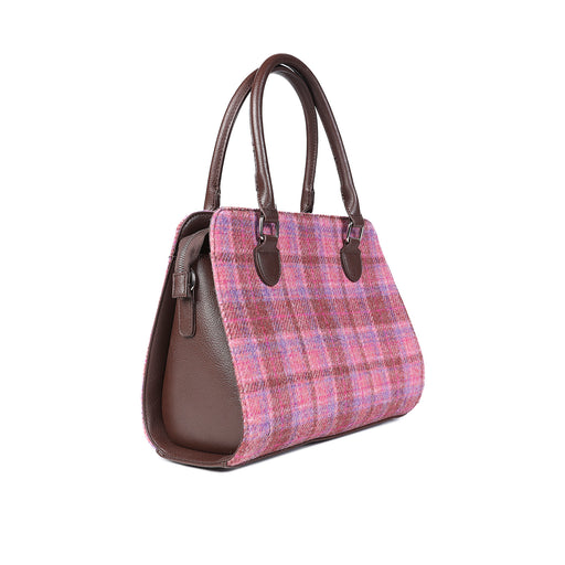 Harris Tweed Midi Tote Bag Findhorn Pink Check - Heritage Of Scotland - PINK CHECK