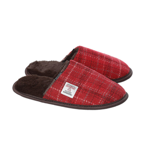 Harris Tweed Slippers Red Check - Heritage Of Scotland - RED CHECK