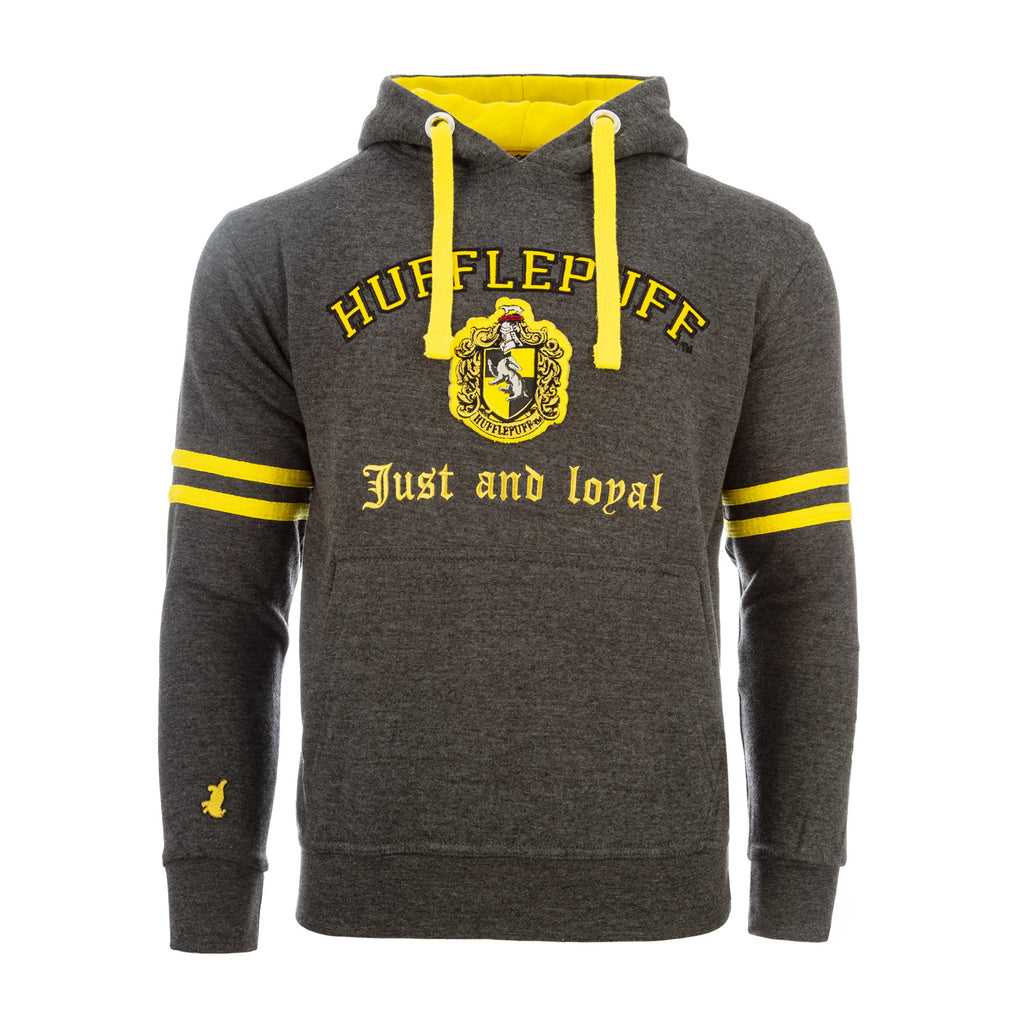 Harry Potter Hoodie Hufflepuff Crest Charcoal Yellow Heritage of Heritage Of Scotland