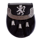 H/D Lion Rampant Plate Sporran Rabbit Fur - Heritage Of Scotland - RABBIT FUR (BLACK)