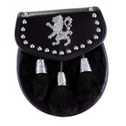 H/D Lion Rampant Studs Sporran Rabbit Fur - Heritage Of Scotland - RABBIT FUR (BLACK)
