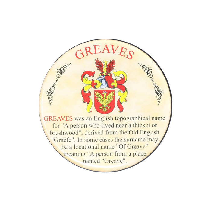 Heraldic Coaster Greaves - Heritage Of Scotland - GREAVES