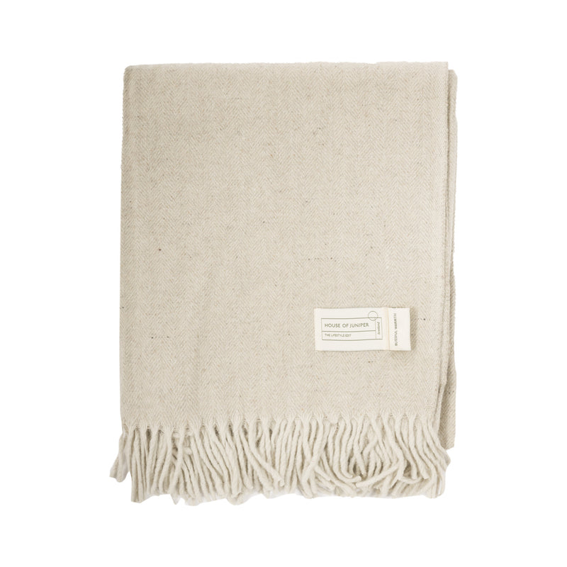 Herringbone Blanket Sand Beige/Natural - Heritage Of Scotland - SAND BEIGE/NATURAL