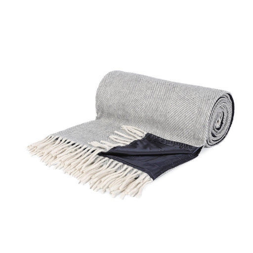 Herringbone Picnic Blanket Grey Medium - Heritage Of Scotland - GREY MEDIUM