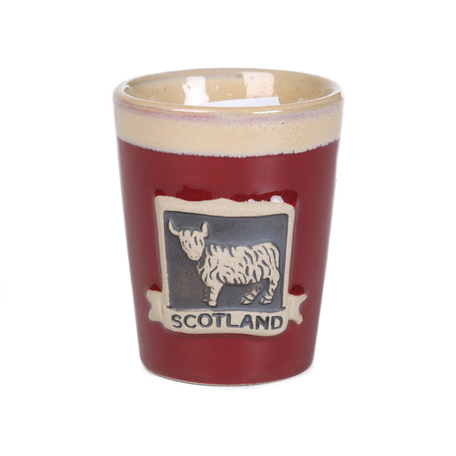 Highland Cow Stoneware Shot Glass. Red - Heritage Of Scotland - RED
