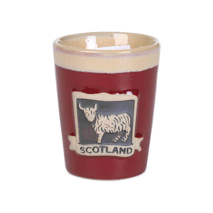 Highland Cow Stoneware Shot Glass. Red - Heritage Of Scotland - RED