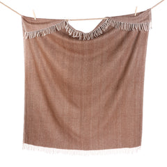 Highland Wool Blend Extra Warm Herringbone Blanket / Throw Chestnut Brown - Heritage Of Scotland - CHESTNUT BROWN