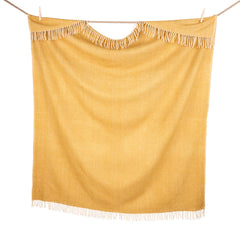 Highland Wool Blend Extra Warm Herringbone Blanket / Throw Mustard - Heritage Of Scotland - MUSTARD