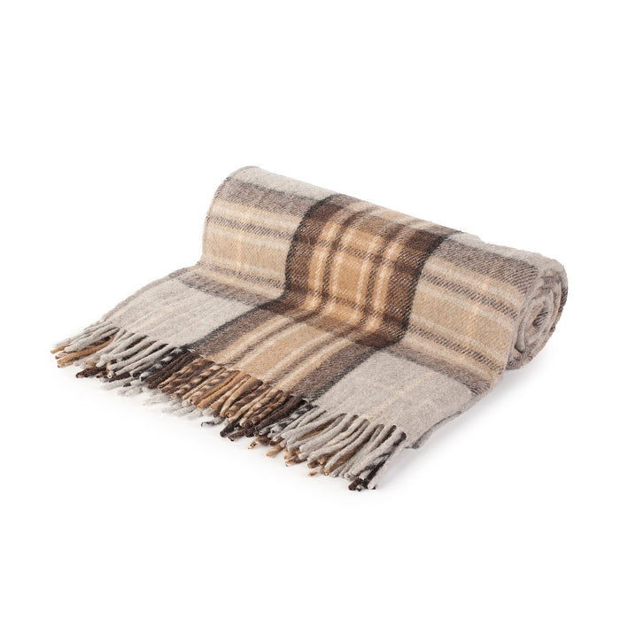 Highland Wool Blend Tartan Blanket Throw Mackellar Natural - Heritage Of Scotland - MACKELLAR NATURAL