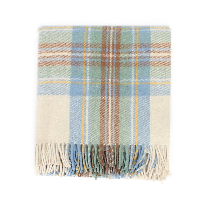 Highland Wool Blend Tartan Blanket Throw Stewart Muted Blue - Heritage Of Scotland - STEWART MUTED BLUE