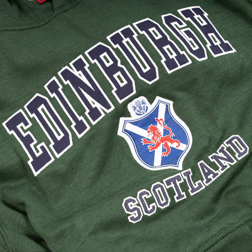 Hooded Top Emb Edin/ Flag Shield / Lion - Heritage Of Scotland - BOTTLE GREEN