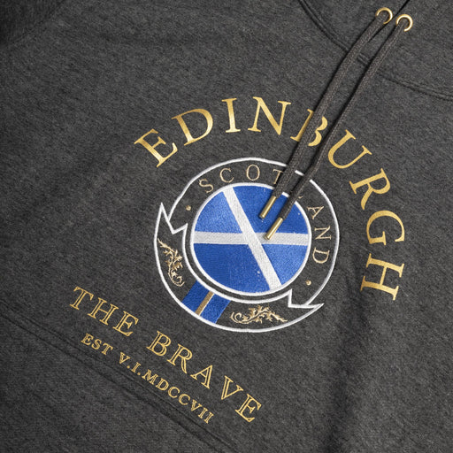 Hoodie Gold Circle Edin/Scot/Flag/Brave - Heritage Of Scotland - CHARCOAL