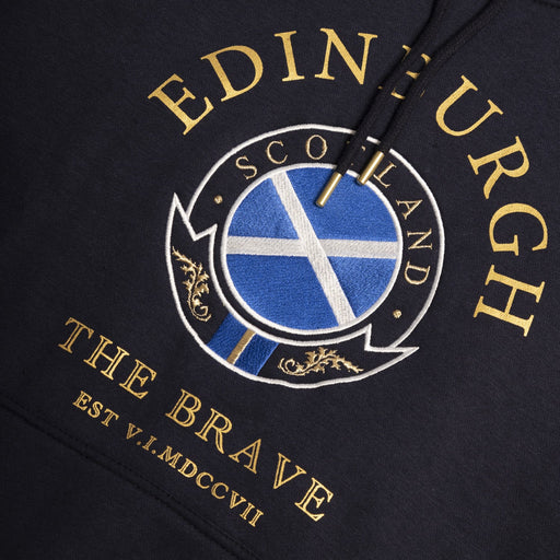 Hoodie Gold Circle Edin/Scot/Flag/Brave - Heritage Of Scotland - NAVY