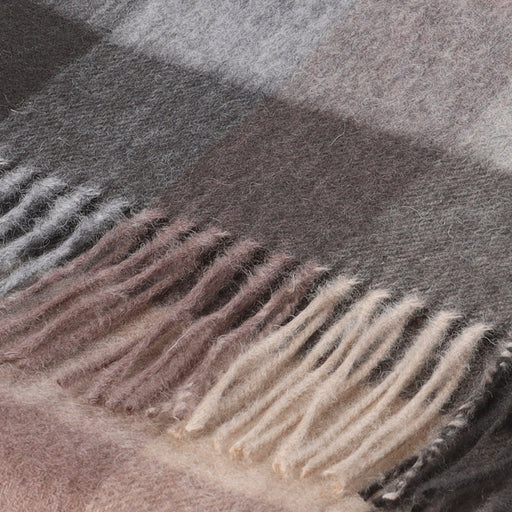 Hos 100% Lambswool Wide Scarf Galaxy Check Deep Taupe - Heritage Of Scotland - GALAXY CHECK DEEP TAUPE