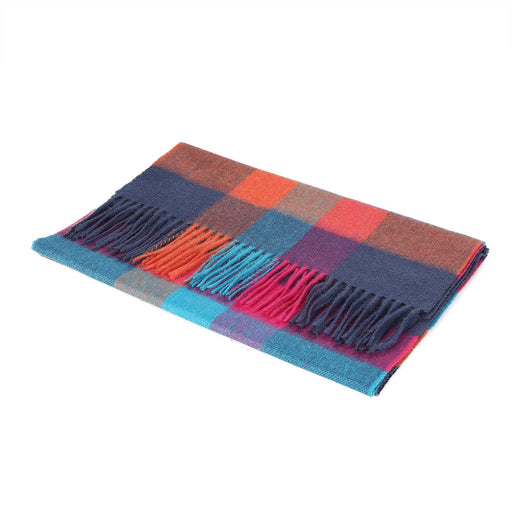 Hos 100% Lambswool Wide Scarf Galaxy Check Jazz - Heritage Of Scotland - GALAXY CHECK JAZZ