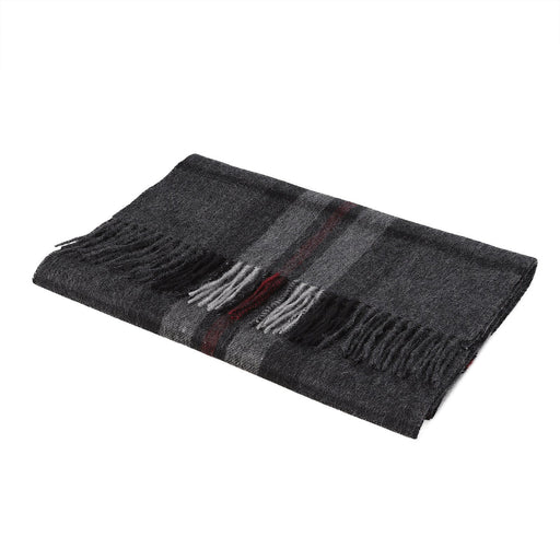 Hos 100% Lambswool Wide Scarf Thomson Charcoal - Heritage Of Scotland - THOMSON CHARCOAL