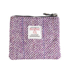 Ht Leather Coin Purse Plum Herringbone / Black - Heritage Of Scotland - PLUM HERRINGBONE / BLACK