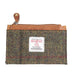 Ht Leather Coin Purse With Card Holder Dark Green Check / Tan - Heritage Of Scotland - DARK GREEN CHECK / TAN
