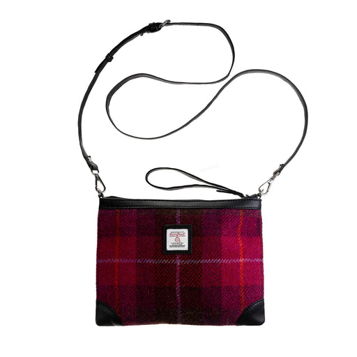 Ht Leather Cross Body Bag Cerise Check / Black - Heritage Of Scotland - CERISE CHECK / BLACK