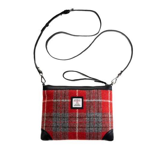 Ht Leather Cross Body Bag Red Check / Black - Heritage Of Scotland - RED CHECK / BLACK