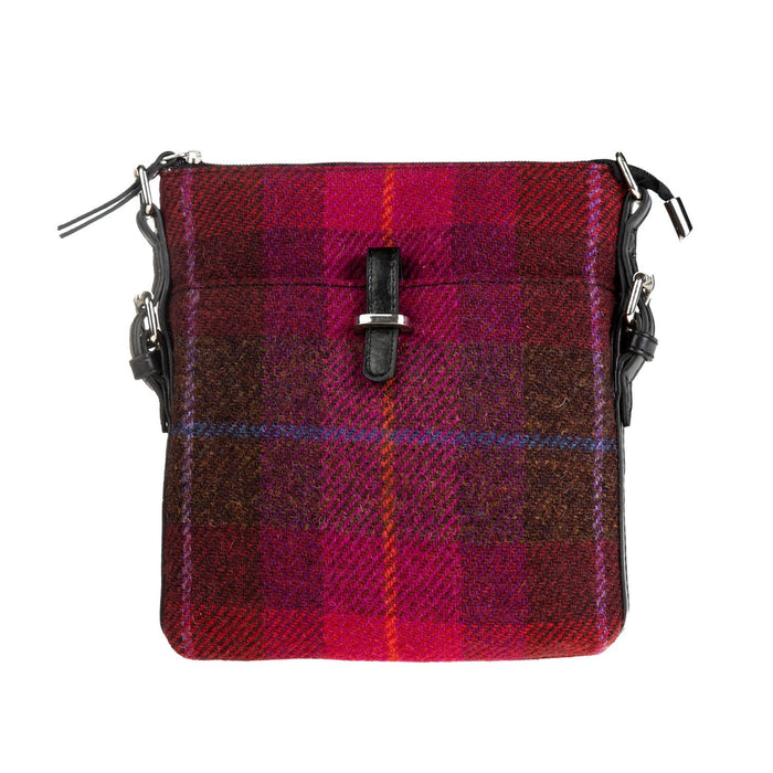 Ht Leather Crossbody Bag Blue Check / Tan - Heritage Of Scotland - BLUE CHECK / TAN