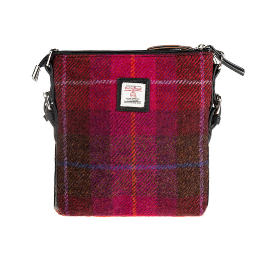 Ht Leather Crossbody Bag Blue Check / Tan - Heritage Of Scotland - BLUE CHECK / TAN