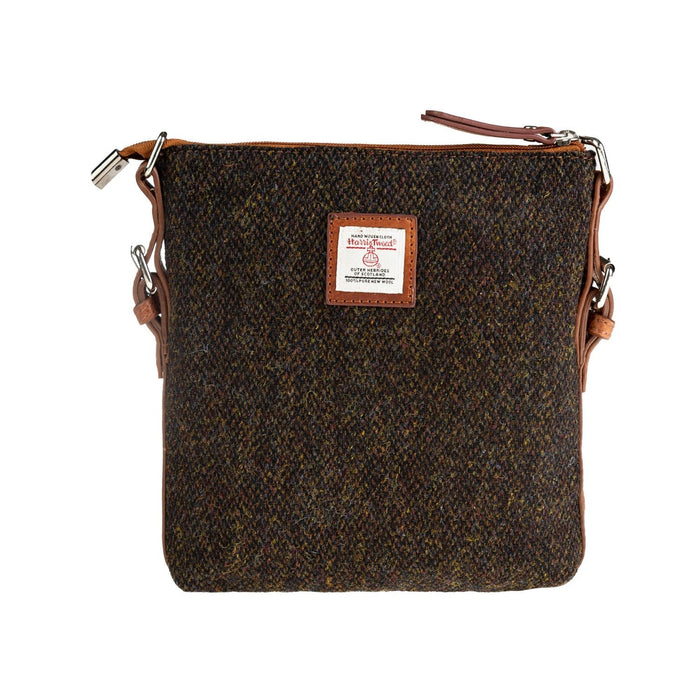 Ht Leather Crossbody Bag Dark Brown Barleycorn / Tan - Heritage Of Scotland - DARK BROWN BARLEYCORN / TAN