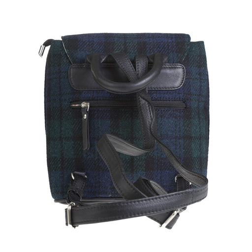 Ht Leather Flapover Backpack Black Watch/Black - Heritage Of Scotland - BLACK WATCH/BLACK