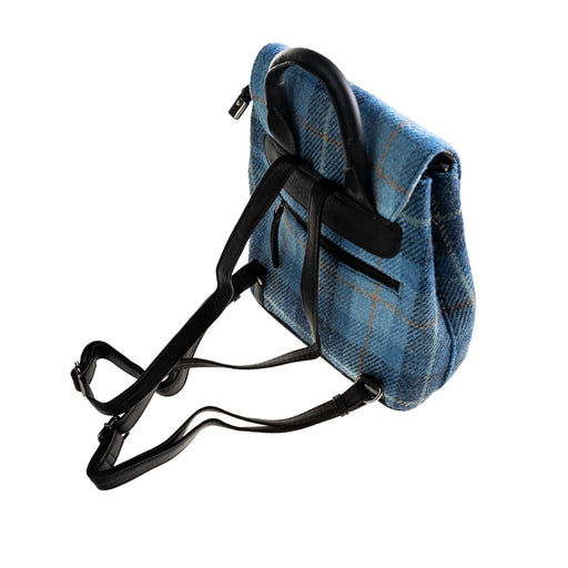 Ht Leather Flapover Backpack Blue Check / Black - Heritage Of Scotland - BLUE CHECK / BLACK